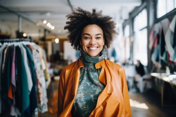 Obraz premium Portrait of a smiling young female fashion designer