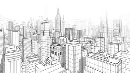 Fototapeta premium city building sketch