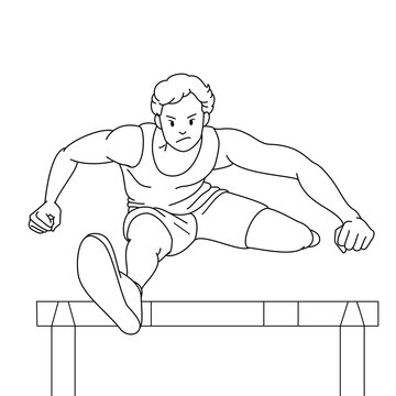 ハードル走　男性陸上選手