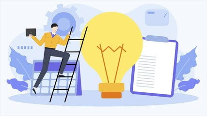 a businessman with lightbulb business and idea concept animated illustration video