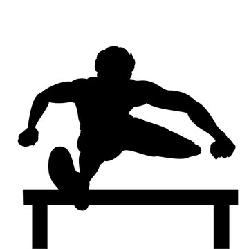 ハードル走　男性陸上選手　シルエット