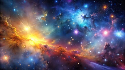 Fototapeta premium Galaxy background with colorful stars and nebula clouds, space, stars, galaxy, cosmos, universe, astronomy, celestial