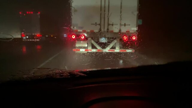 Heavy storm while driving forces car to wait on shoulder 4k
