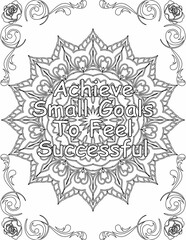 Printable mandala coloring page for kids and adults with motivational quote for self love and self care. it helps to struggle against life to enjoy the tough journey