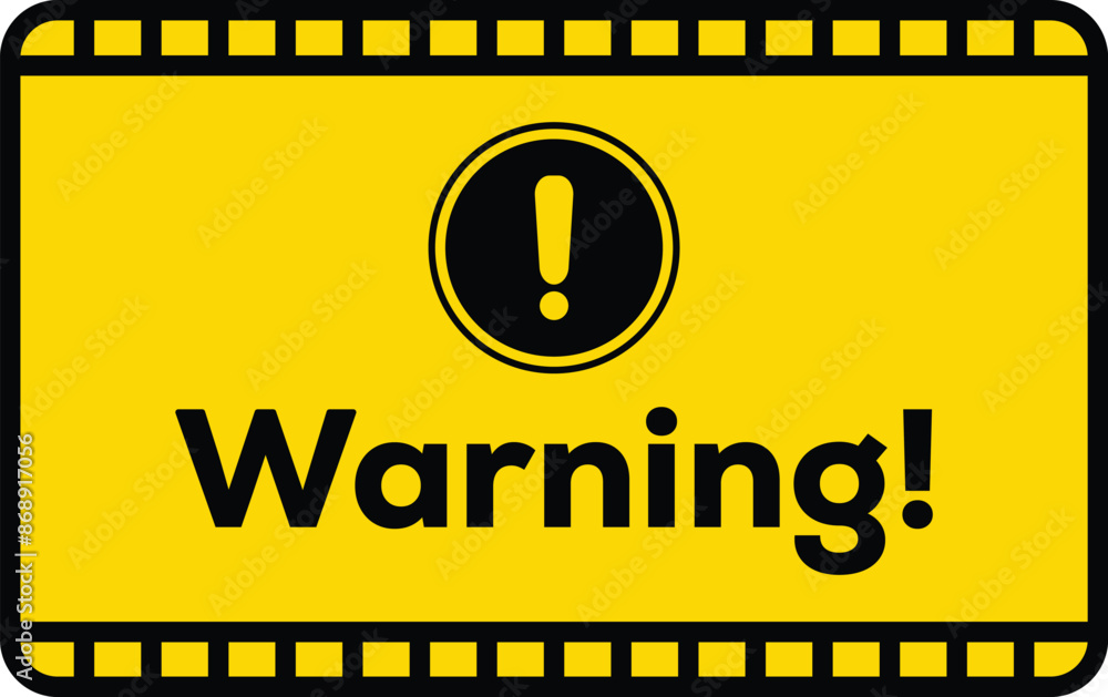 Poster warning pop up window alert error notification icon. warning yellow sign. danger sign vector. cautio