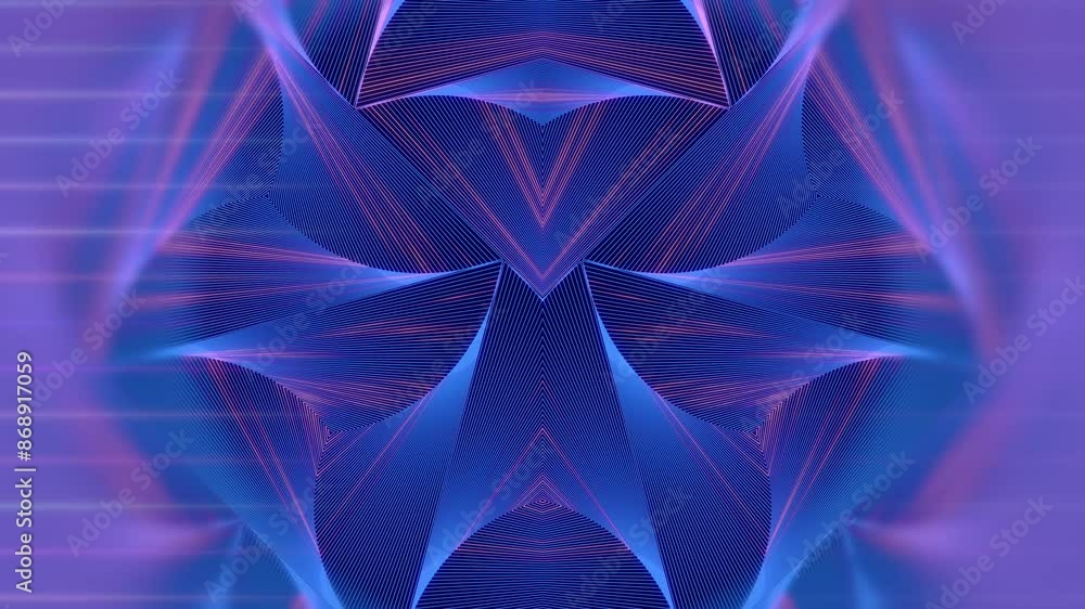 Aufkleber Symmetrical geometric pattern of pink stripes. 3d rendering loop animation 4K