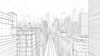 Fototapeta premium city building sketch