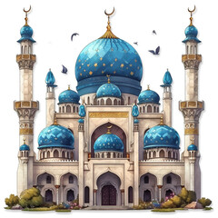 Obraz premium Muslim sticker cartoon style