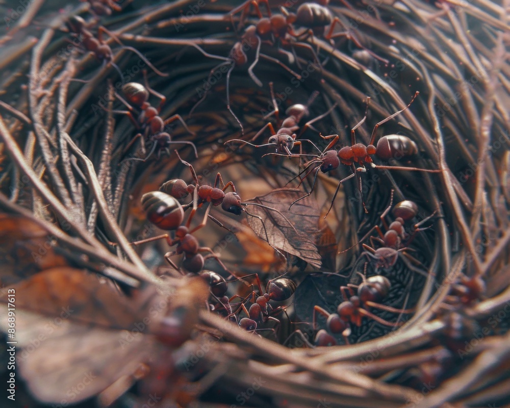 Poster ants in a nest ai.