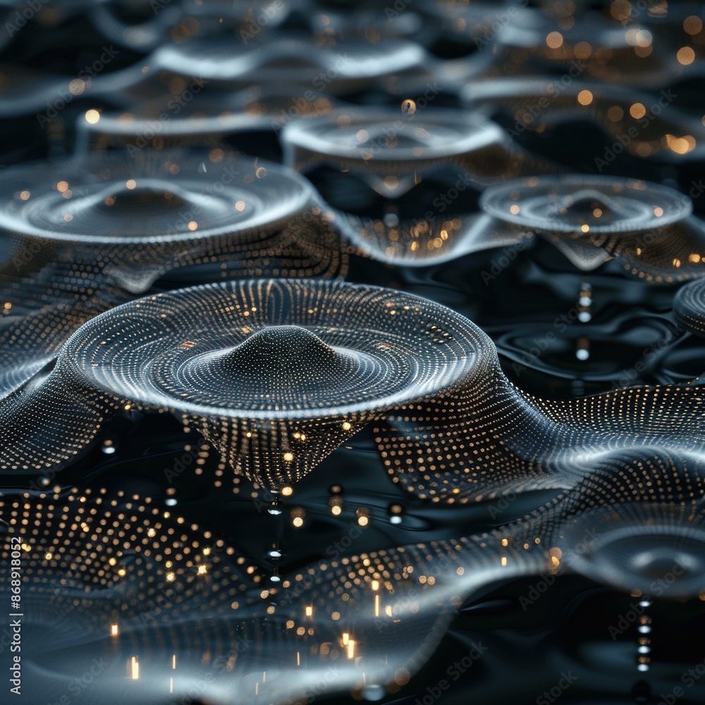 Poster abstract 3d rendering of sound waves. ai.