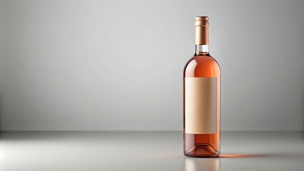 Rose wine bottle with a square label mockup in render, rose, wine, bottle, square, label, mockup,render, winery, beverage