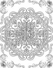 Printable mandala coloring page for kids and adults with motivational quote for self love and self care. it helps to struggle against life to enjoy the tough journey