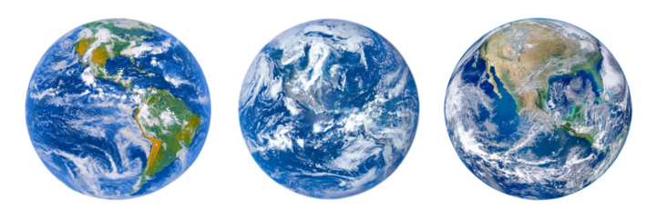 Blue planet earth isolated on transparent background, PNG File. Elements of this image furnished by NASA