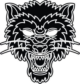 recommend clip art: Vector illustration flat wolf head isolated in a white background