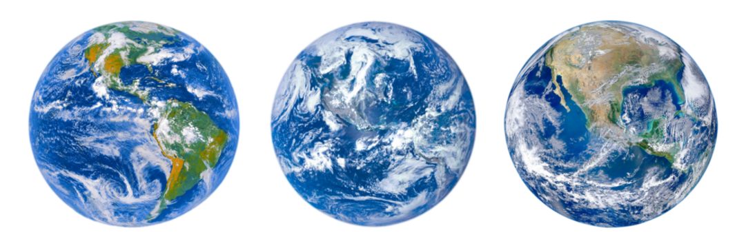 Blue planet earth isolated on transparent background, PNG File. Elements of this image furnished by NASA