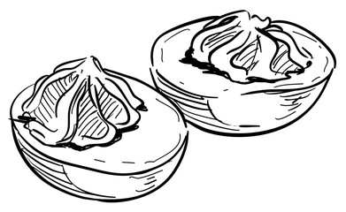 chicken eggs handdrawn illustration