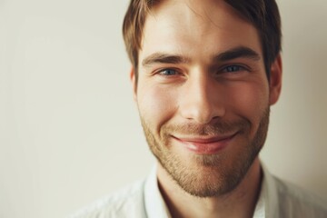 Obraz premium Portrait of a handsome young man with beard looking at camera.