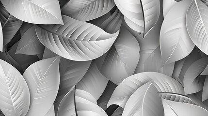 Abstract grey ornament seamless pattern. leaf geometric background. exotic leaves organic pattern. Generative Ai