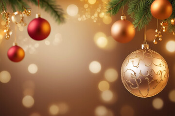 Fototapeta premium Background with Bokeh Effect of Warm Lights and Subtle New Year Ornaments
