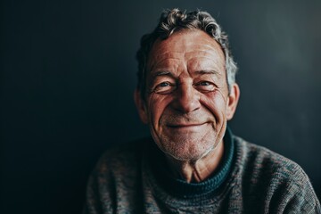 Obraz premium Portrait of an old man with gray hair in a sweater.