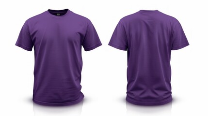 Mockup front and back t-shirt purple color isolated on white background
