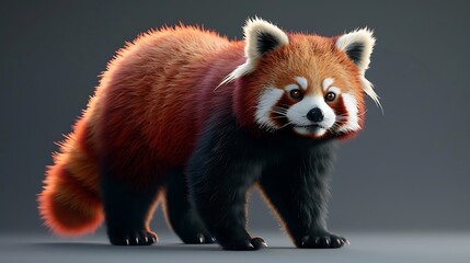 Fototapeta premium Red panda also called lesser panda red bearcat and red catbear and it is standing very detailed and realistic shape