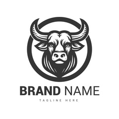 Minimalist bull head logo design vector template