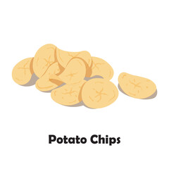 Potato Chips illustration flat vector isolated on white background. Fast food. Unhealthy food.