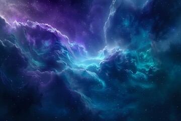 Obraz premium Vivid purple and blue nebula clouds in deep space. Concepts. astronomy, galaxy, cosmos, universe, science fiction