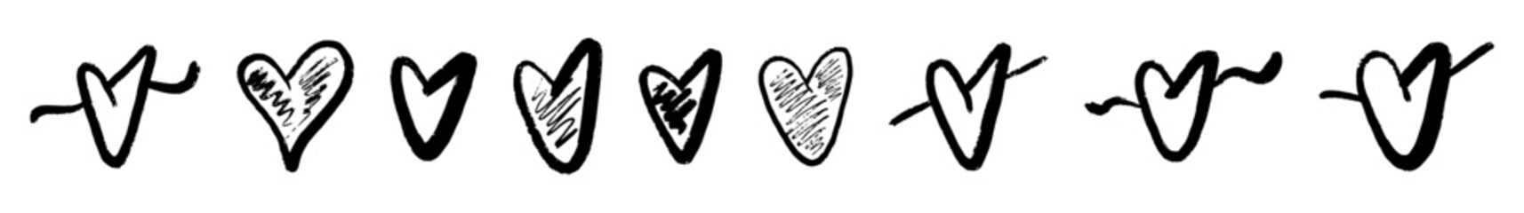 set of hearts silhouett vector