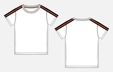 Short sleeve t shirt technical drawing fashion flat sketch vector illustration template for baby boys.