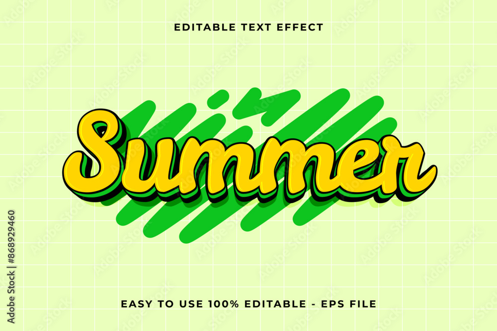 Poster summer 3d editable vector text effect. trendy style text effect