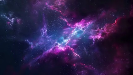 Fototapeta premium Vivid Purple and Blue Nebula Clouds. A Stunning Space Wallpaper