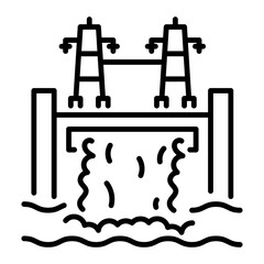 Hydro plant icon designed in line style 