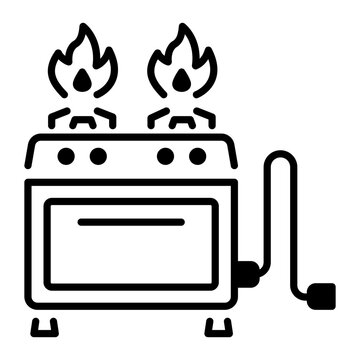 black stove with flames cooking clip art preview