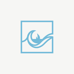 Minimalist Ship with Wave Logo Icon Vector