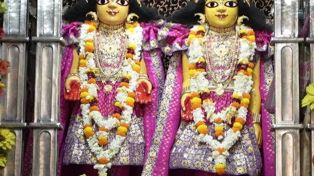 The idol of Hindu deity Lord Krishna has been replaced inside the temple.