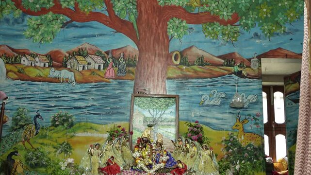 The idol of Hindu deity Lord Krishna has been replaced inside the temple.