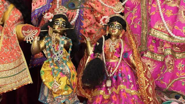 The idol of Hindu deity Lord Krishna has been replaced inside the temple.