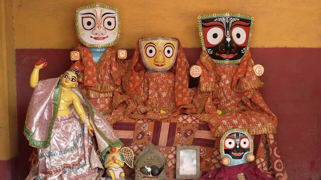 An idol of Balaram Subhadra is installed inside the temple
