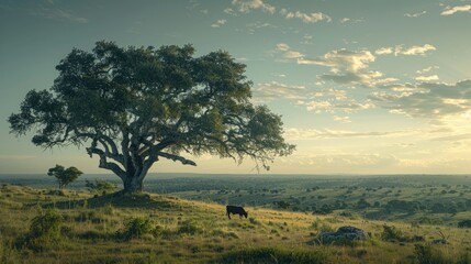 Obraz premium Majestic Cattle Grazing on Verdant Pampas Plains of Buenos Aires Province, Argentina