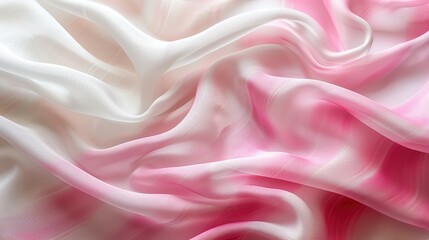 Obraz premium Delicate Draped Fabric in White and Pink