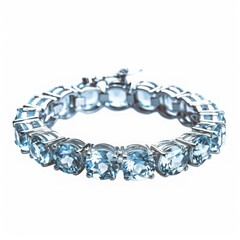 Obraz premium Elegant silver bracelet with sparkling blue gemstones in a stunning design, perfect for special occasions or daily wear.