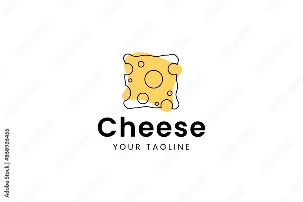 Sticker cheese logo vector icon illustration