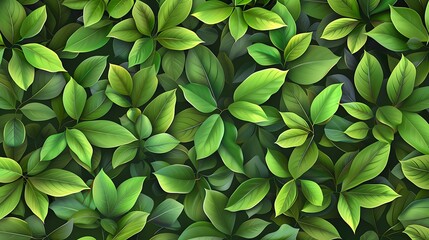 Obraz premium Green leaves seamless tileable background. illustration. Generative Ai