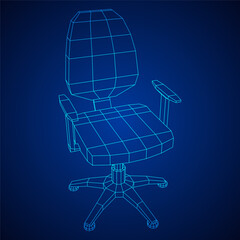 Office chair. Furniture for office Interior. Wireframe low poly mesh vector illustration.