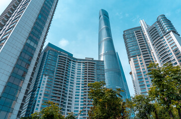 Fototapeta premium Urban city view with buildings in Shanghai, China
