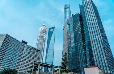 Fototapeta premium Urban city view with buildings in Shanghai, China