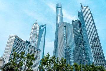 Fototapeta premium Urban city view with buildings in Shanghai, China