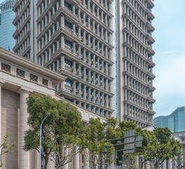 Urban city view with buildings in Shanghai, China